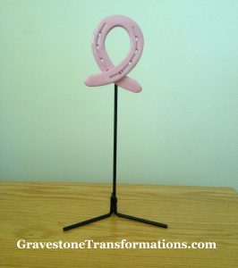 Gravestone Transformations - Custom made decoration - horseshoe ribbon in pink