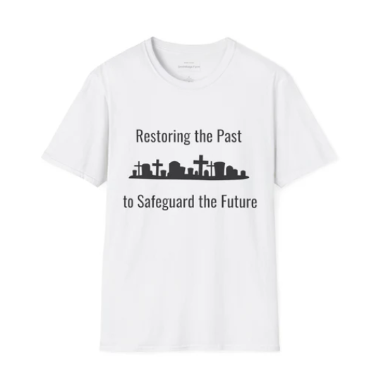 RESTORING THE PAST TO SAFEGUARD THE FUTURE. Cotton, Short Sleeve, Crew Neck Tee in White designed by SmithRidge.farm
